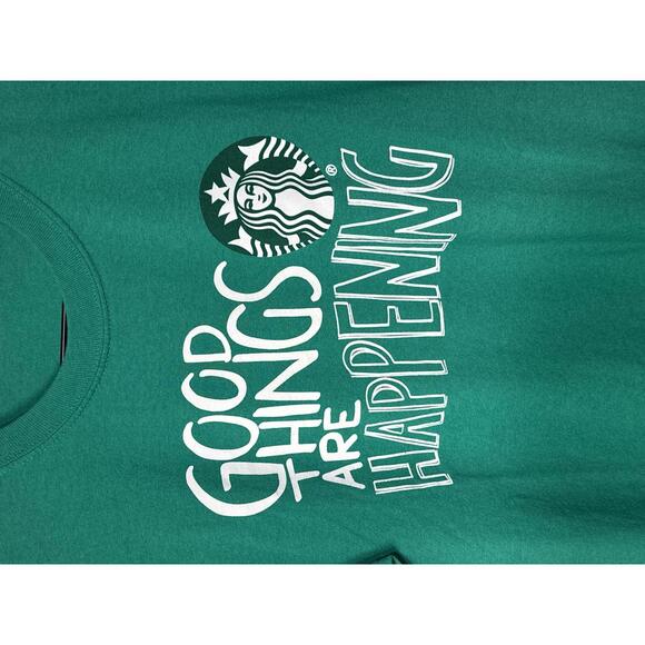 Starbucks Green Graphic T-Shirt "Good Things Are Happening" - Picture 3 of 4